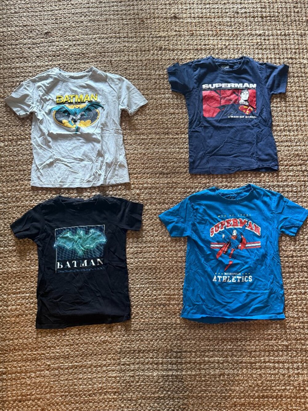 Four Superhero (Batman & Superman) T-shirts - Size: US 12